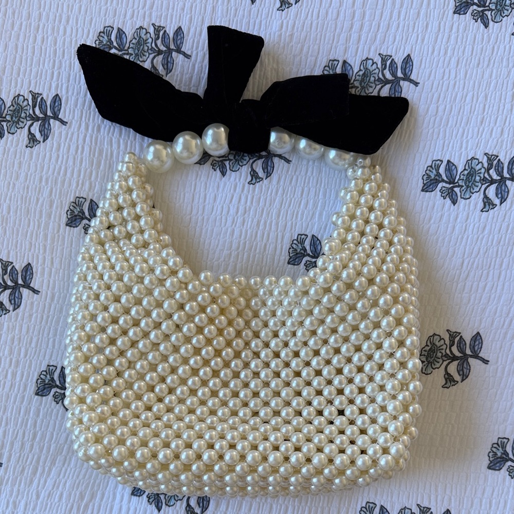 Target Pearl and Black Bow Bag